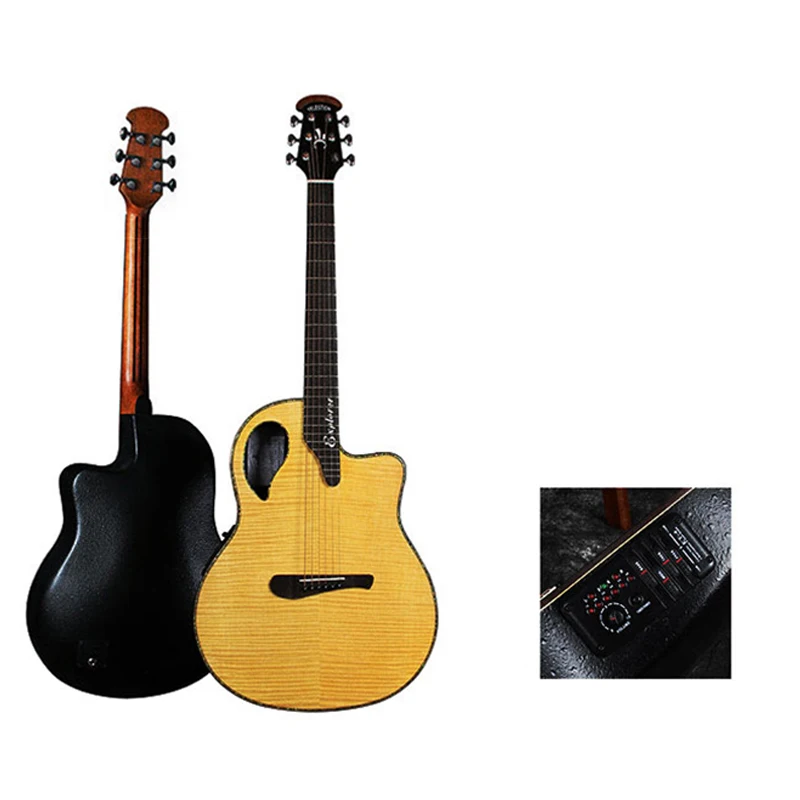 Акустическая гитара 41 дюйм ель твердая 6 струн электрическая фолк музыкальный