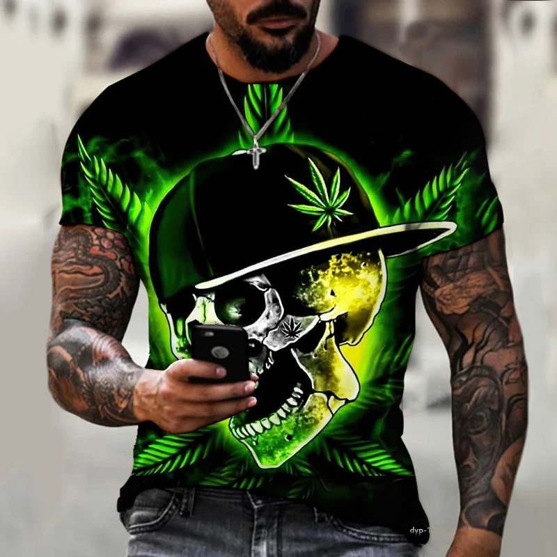 

KYCK Brand Men’s Shirt Exclusive Design Skull Head Humor Fun Art Fashion Round Neck Top 3D Printing Loose Oversized 9XL