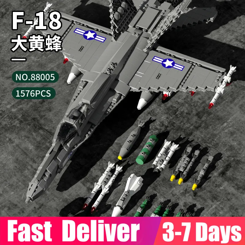 

2020 NEW Military Series Air Fighter 88005 Flying Shark Ship F18 Hornet Model Building Blocks Bricks Chriatmas Gifts for Kids