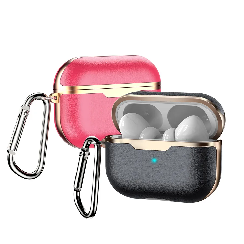 Чехол для AirPods 3 Космический Портативный черный кожаный роскошный защитный чехол