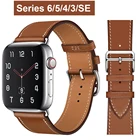 Кожаный ремешок для ремешка Apple watch 44 мм, 40 мм, 38 мм, 42 мм, ремешок для наручных часов, браслет correa iWatch SE series 7, 6, 5, 4, 3, 45 мм, 41 м