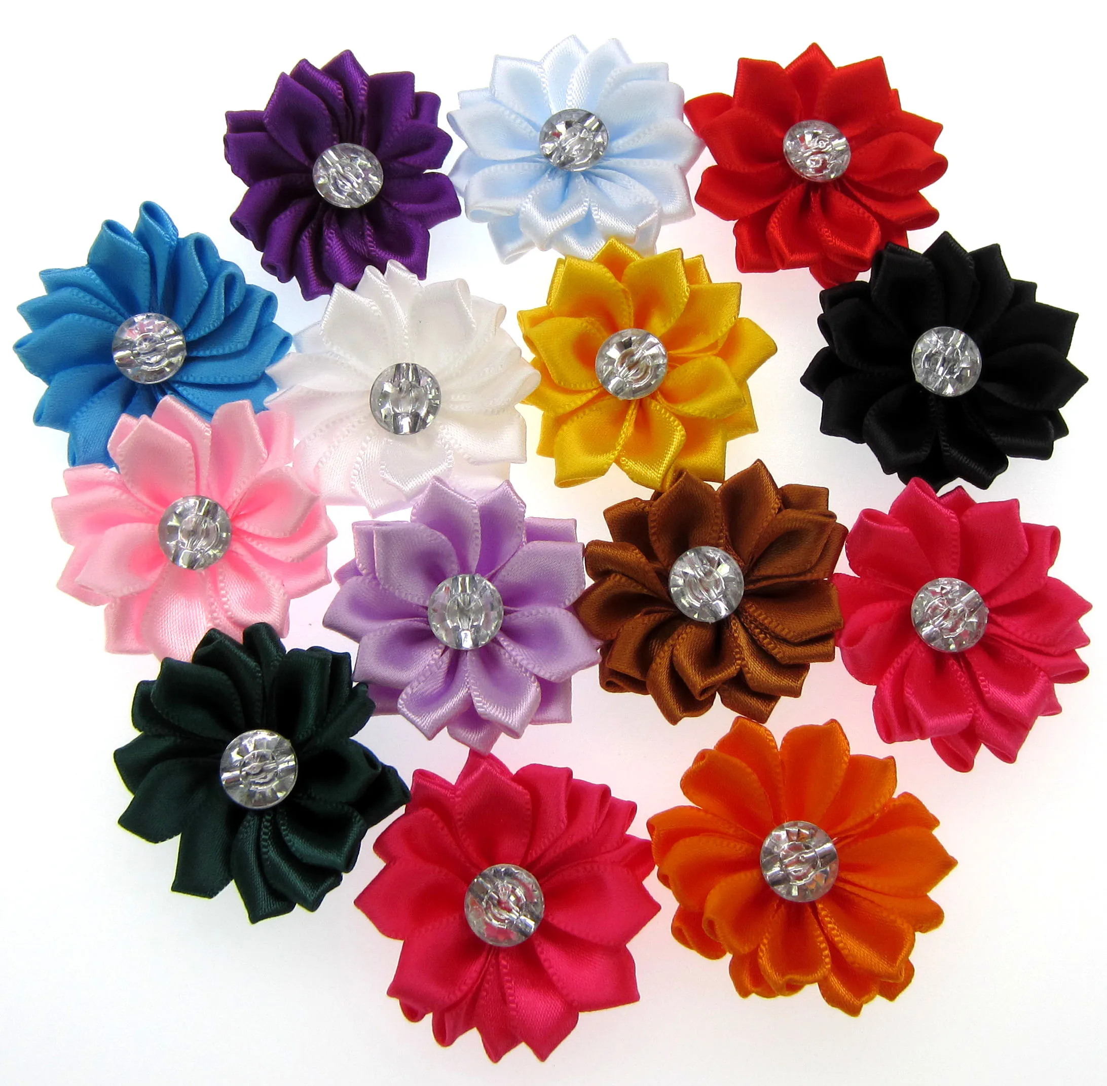 12 шт. Зеленая атласная лента цветы с Стразы многослойная ткань Аппликации