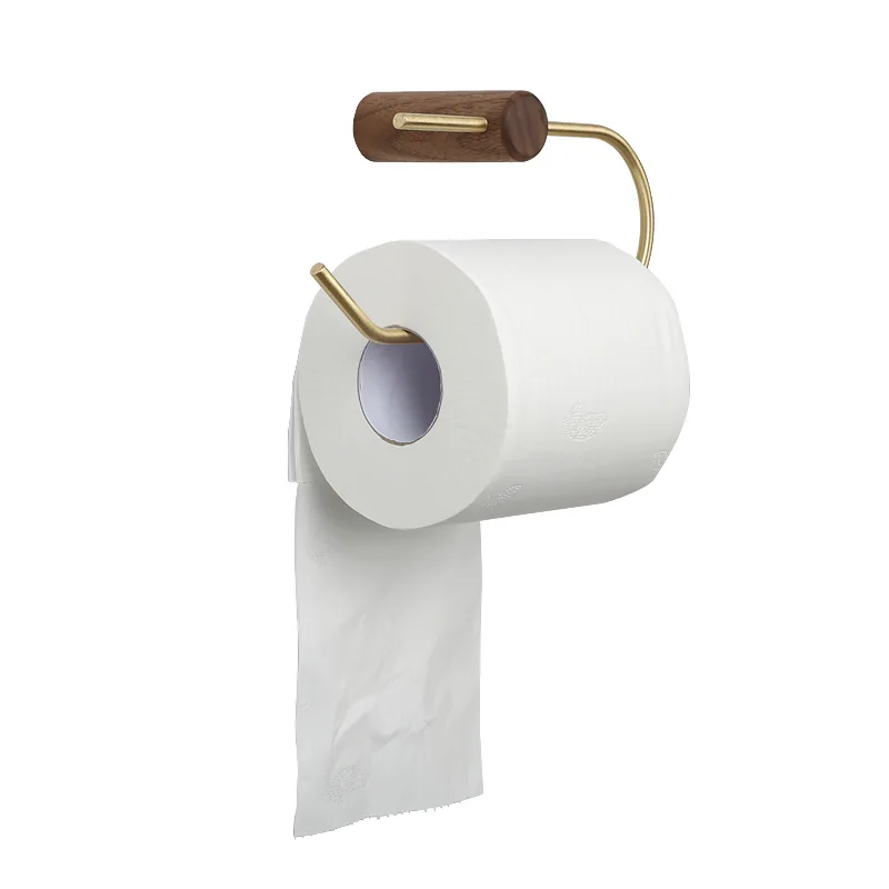 Perforated wall-mounted kitchen toilet solid wood Nordic toilet paper holder