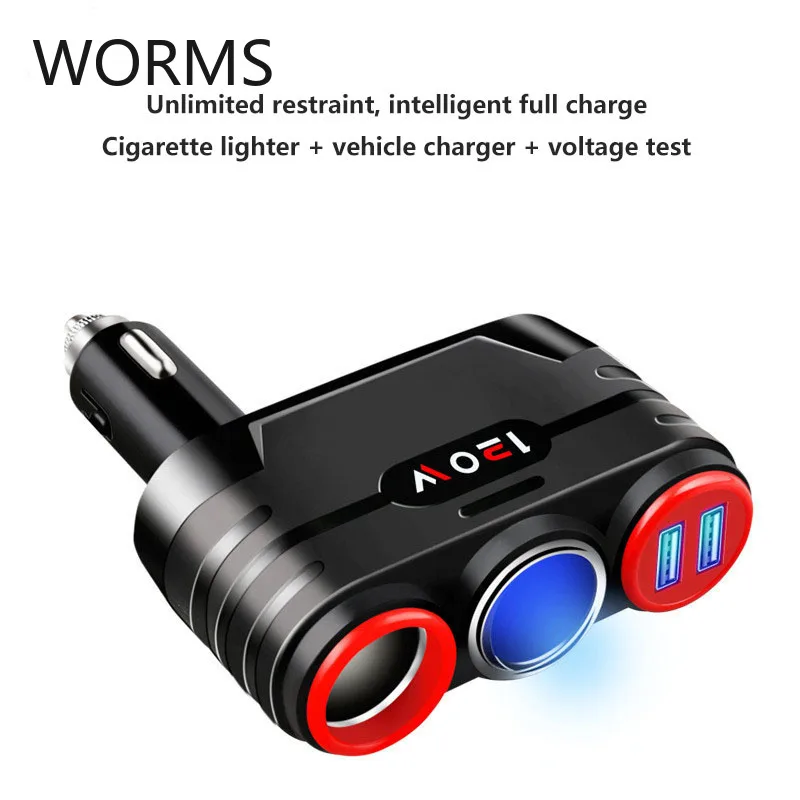 

Car wireless car charging one drag three multi function dual connector USB adapter car lighter car