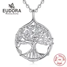 Женское серебряное ожерелье с кулоном Древо жизни EUDORA, вечерние ювелирные украшения для семьи счастливые люди, подарок, D448