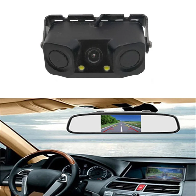 

4.3"LCD Three-in-one radar camera reversing camera buzzer reverse image intelligent ranging rearview radar parking system 7"LCD