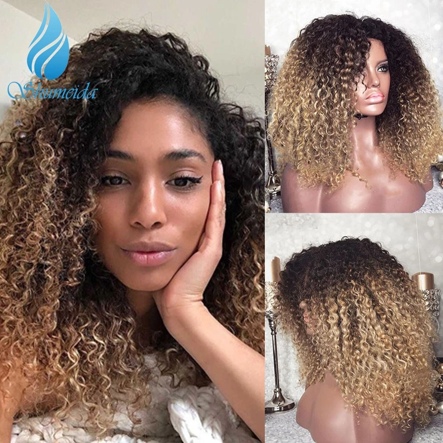 13*6 Омбре медовый блонд фронта шнурка человеческих волос парик с волосами