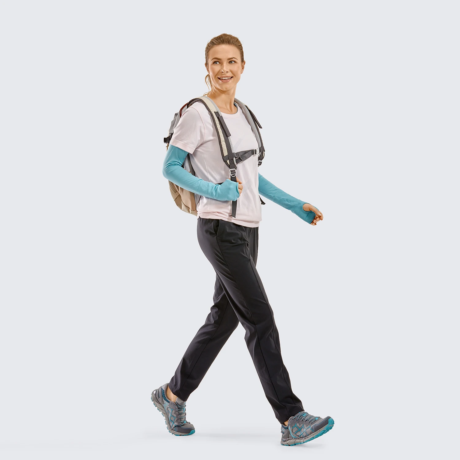 SYROKAN Women's Hiking Pants Thick Lightweight High Rise Quick Dry Casual Work Athletic Pants Elastic Waist Camping pantalones