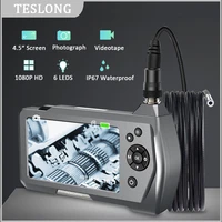 teslong 7 6mm 1 0mp 4 5 screen digital endoscope snake inspection camera 32gb borescope with 18650 battery 6 leds