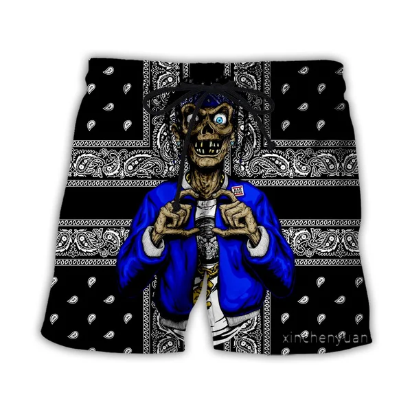 

New 3D Printing Blood Gang Bandana Fashion Men Women Tracksuits Crewneck Hip Hop Shorts Plus size S-7XL