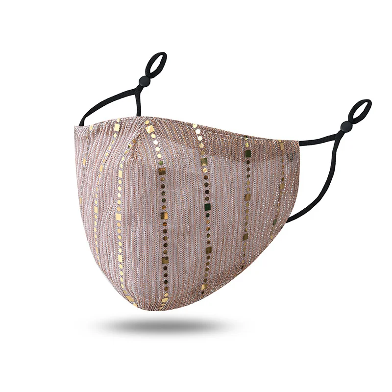 

Fashion Party Casual Mask glitter Printed Masks Fabric Adult Mouth Cover Washable Reusable Mouth Mask Women Face Cover