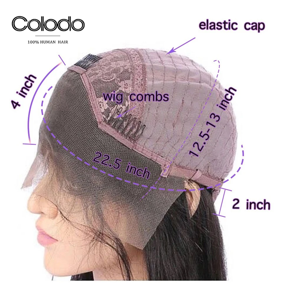 

COLODO Amazing Yellow Rainbow Color Lace Front Human Hair Wigs Pre Plucked Brazilian Remy Transparent Lace Wigs for Women