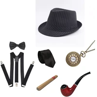 1920s mens great gatsby accessories set roaring 20s 30s retro gangster costume costume pipe vintage pocket watch