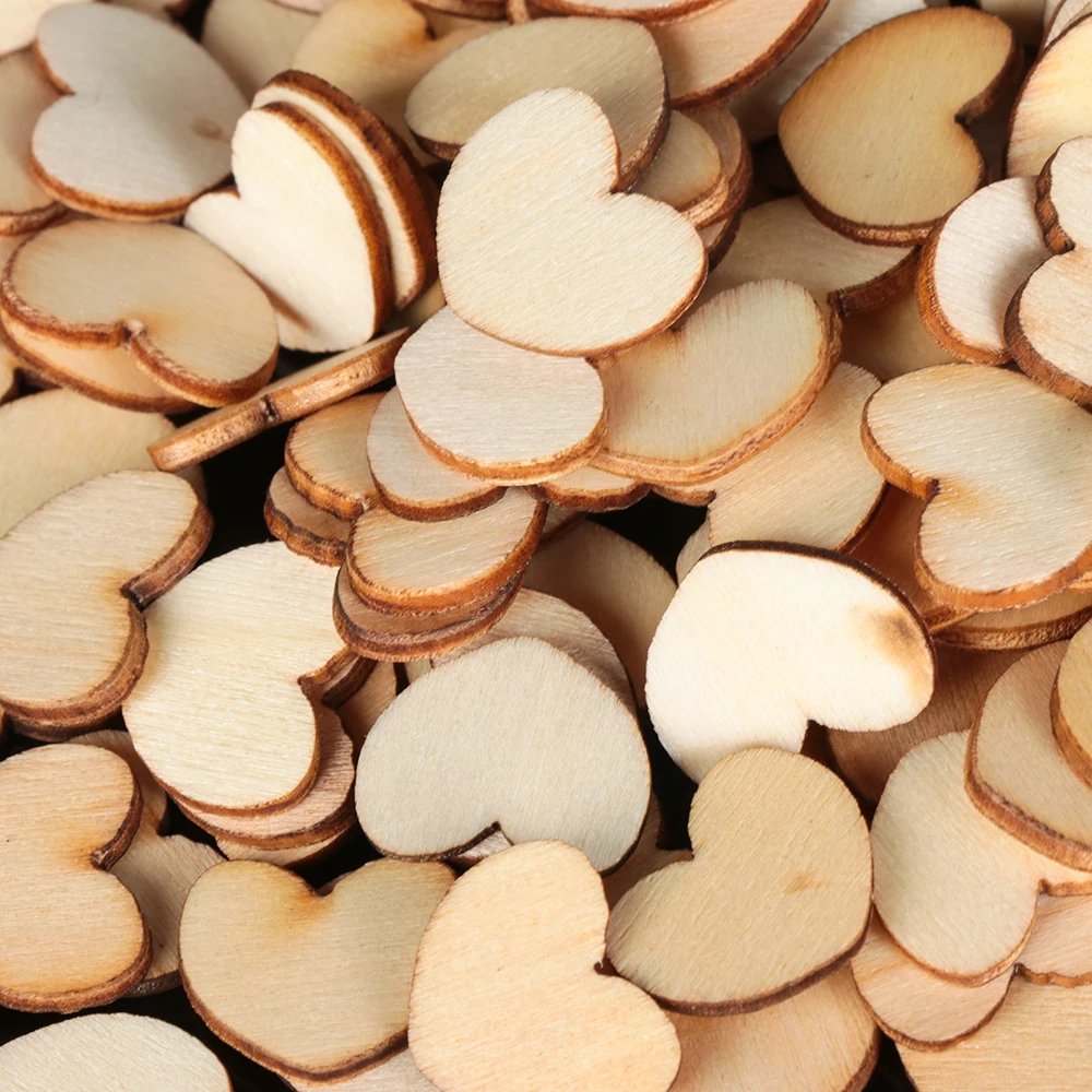 200 шт./упак. DIY настольные поделки Art украшение скрапбукинг Wooden Love Heart Confetti для
