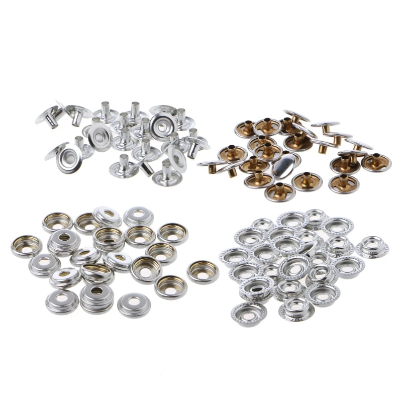 

100 Pcs Stainless Steel Fastener Snap Press Stud Cap Button Marine Boat Canvas N84F