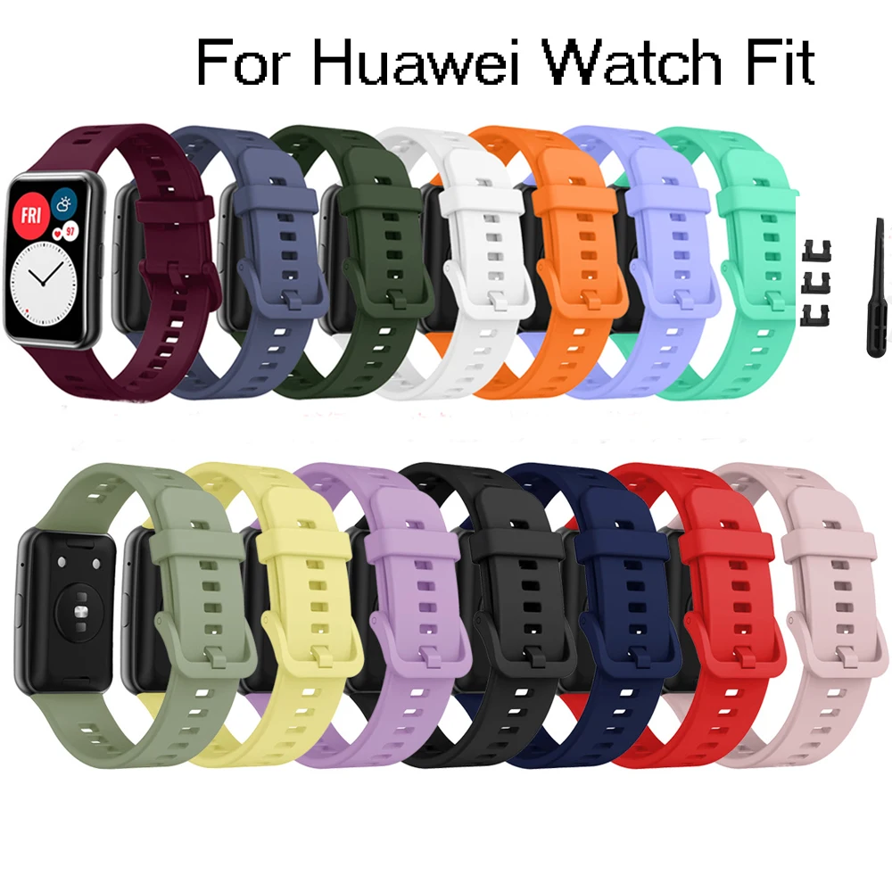 

Silicone Band For Huawei Watch Fit Strap Smartwatch With Connector With tool Accessories Replacement Wristband Belt bracelet