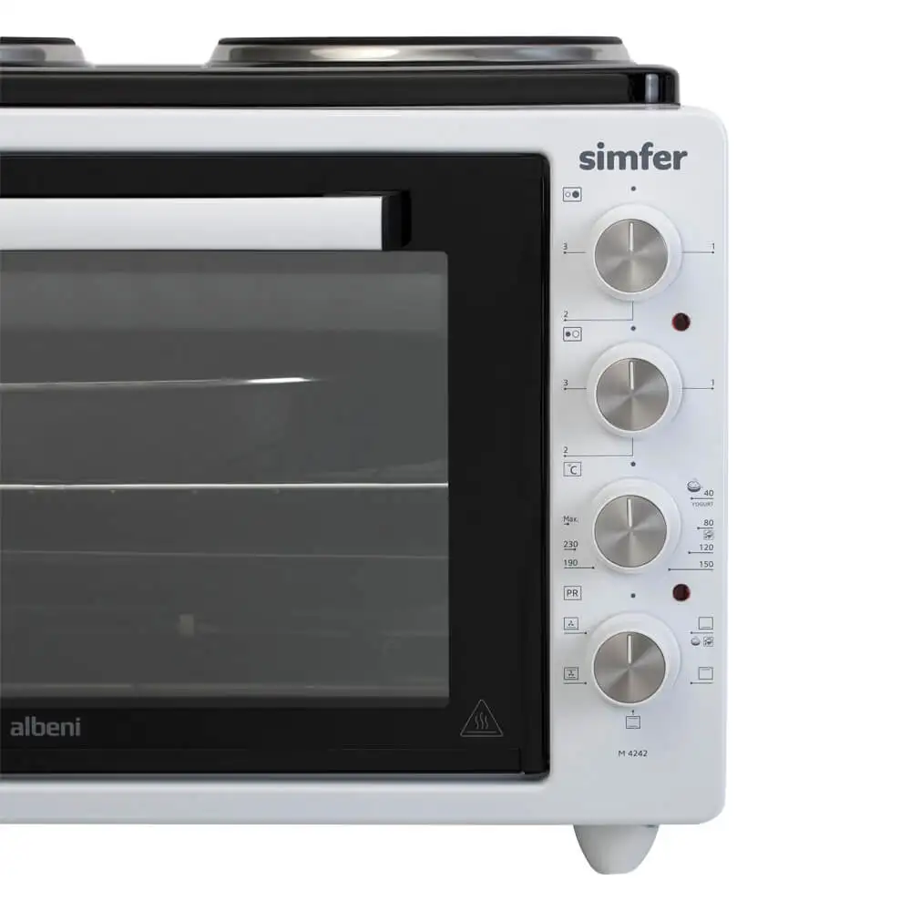 Мини-печь Simfer M4242 серия Albeni Plus 5 режимов работы конвекция 2 конфорки круглый
