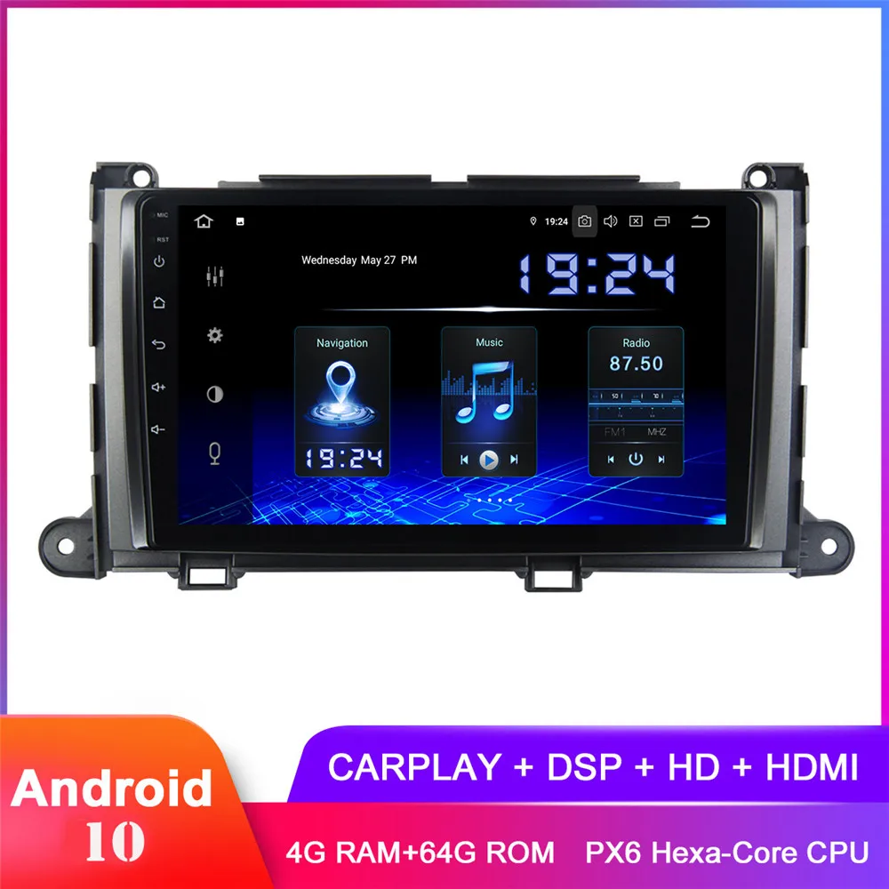 Автомагнитола 9 дюймов IPS дисплей Android 10 GPS для Sienna XL30 2010 2011 2012 2013 2014 In Dash FM Carplay DSP