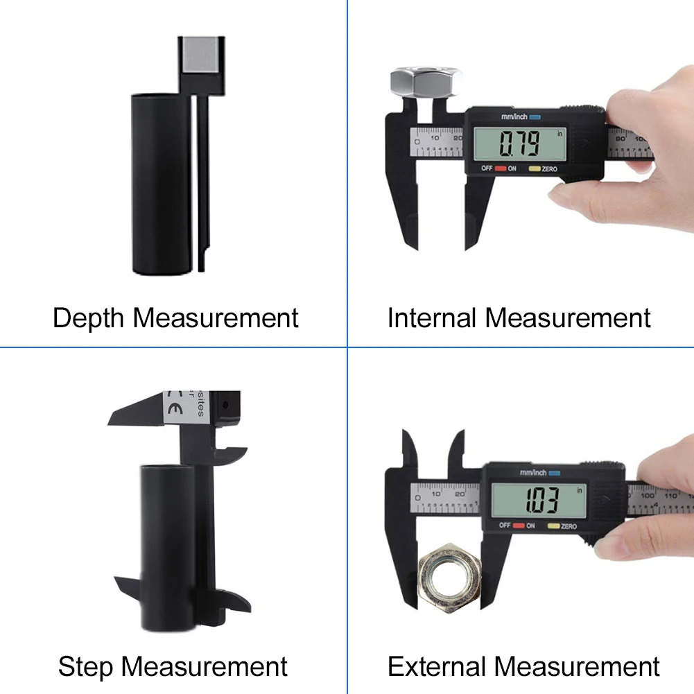 

150mm 6 Inch Electronic Digital Carbon Fiber Vernier Caliper Gauge Micrometer Measuring Tool Digital Ruler