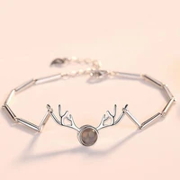 925 sterling silver antlers projection bracelet 100 languages %e2%80%8b%e2%80%8bi love you bracelet charm women jewelry valentines day gift