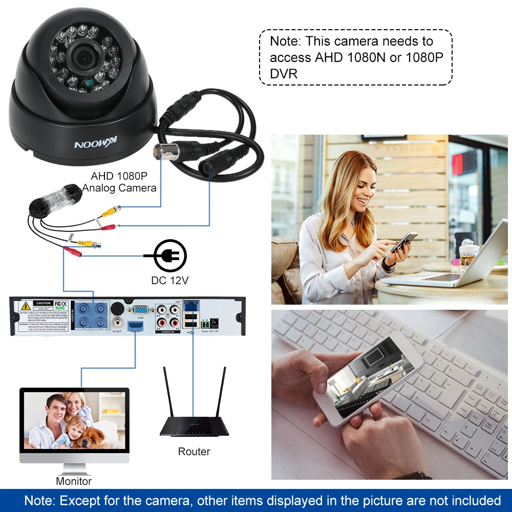 KKmoon 1080P AHD Купол CCTV аналоговый Камера 3 6 мм объектив 1/2.8 CMOS 2.0MP IR CUT 24 шт ИК