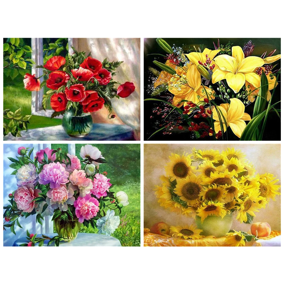 

Алмазная живопись, алмазная вышивка 5d «сделай сам», полноразмерная ваза с цветами, Алмазная мозаика, алмазная вышивка