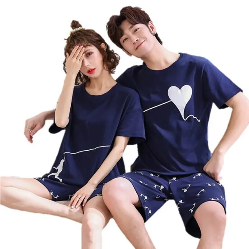 Новая летняя Хлопковая полосатая Пижама для пары повседневная мягкая женская