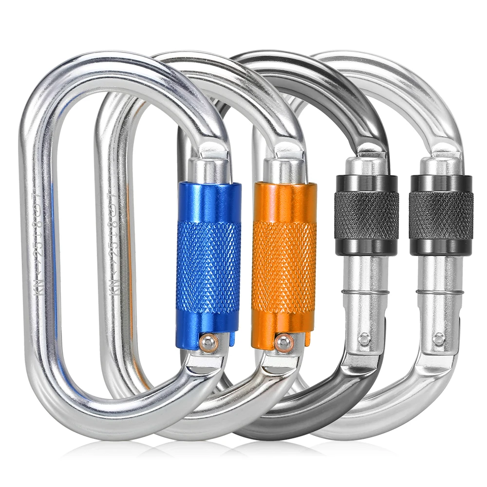 4PCS Lixada 25KN Srew набор карабинов Сверхмощный D форма пряжки альпинистский карабин альпинистский раппеллер каньонин гамак зажим - Цвет: 4PCS