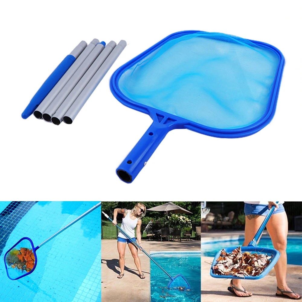 

Swimming Pool Leaf Skimmer Net with 5 Connecting Aluminum Pole Sections - Fine Mesh Netting for Fast Cleaning of Debris - Clean