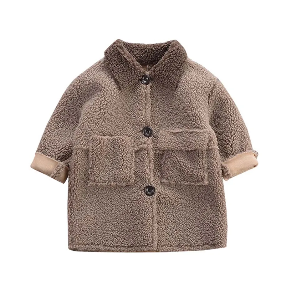 Новая куртка для девочек однотонные шерстяные пальто детская верхняя одежда с