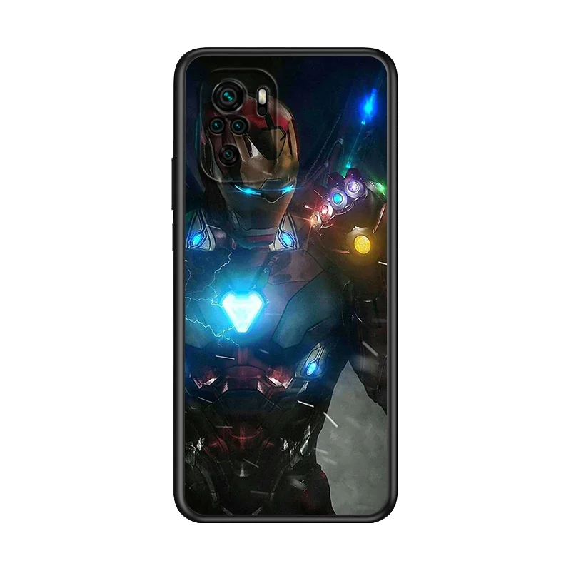 

Marvel Super Hero Avengers Iron Man For Xiaomi Redmi Note 10S 10 9T 9S 9 8T 8 7S 7 6 5A 5 Pro Max TPU Silicone Black Phone Case