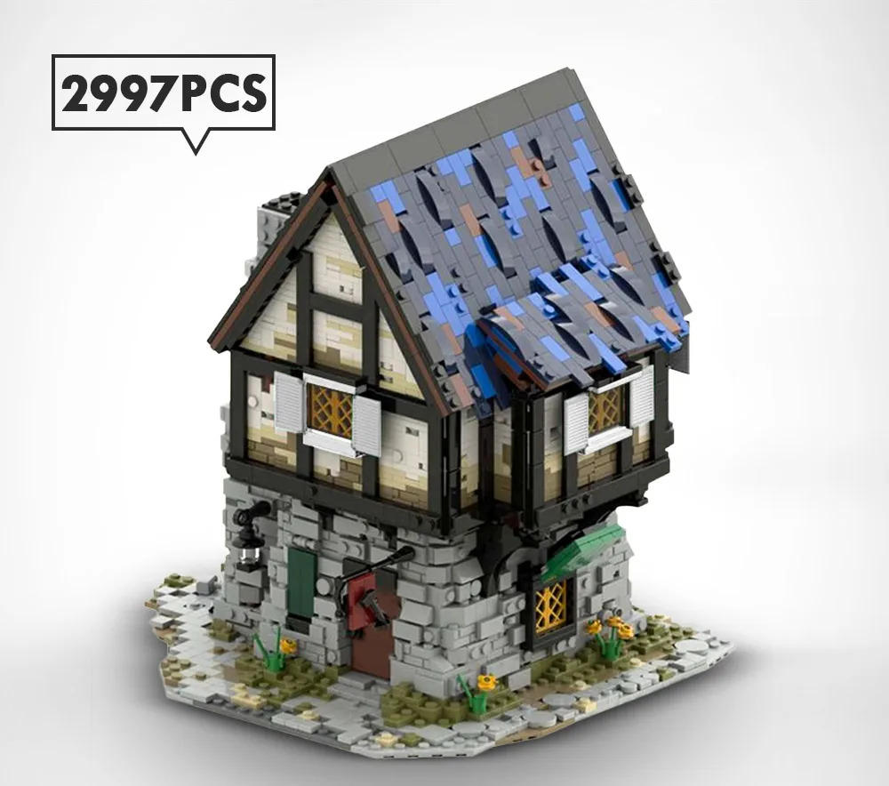 

Creator Street View Building Blocks Ancient Architecture MOC The Medieval Smithy House Shop Model Bricks DIY Toys Kids Xmas Gift