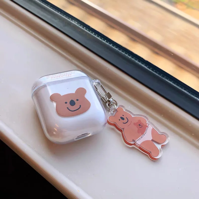 

For AirPod 1 2 Case Cat Dog Transparent Clear Cute Cartoon Soft Silicone Cases for Apple Airpods pro Cover Funda Keychain