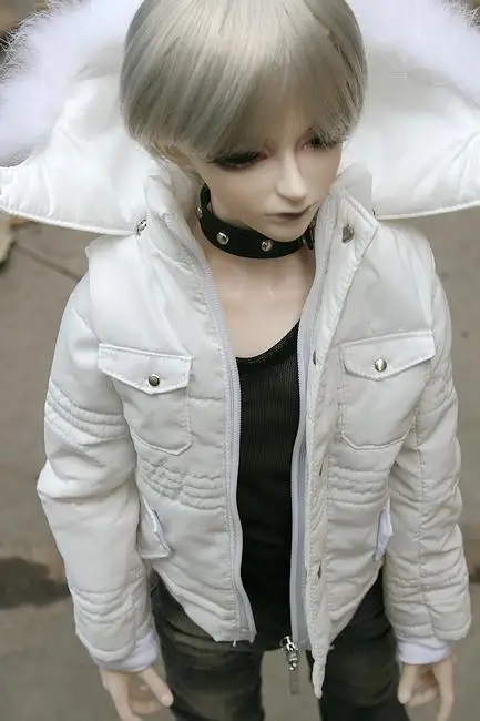 [Wamami] стеганая куртка/пальто/наряд 1/4 MSD 1/3 SD DZ AOD SD17 DZ70 70 см кукла BJD Dollfie черный/белый