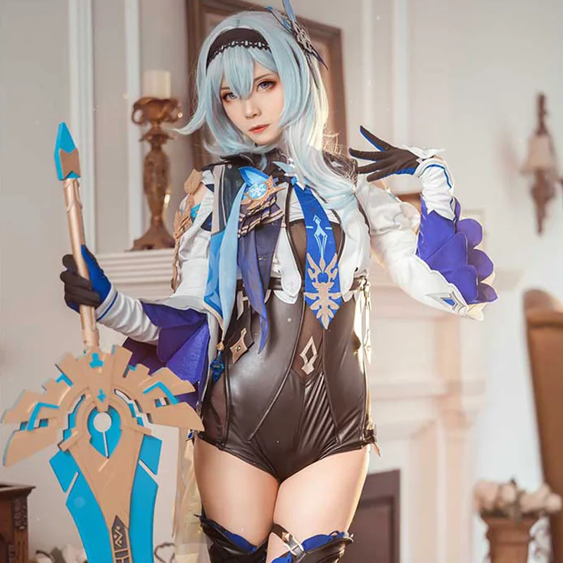 

Новинка! Eula Cos Genshin ледяной меч красивый женский комбинезон из ПУ костюм для косплея Eula