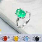 Высокое качество натуральный камень Агаты серебряный цвет металлический кристалл кольца Vogue ювелирные изделия 1 шт изменяемый Размер wk235