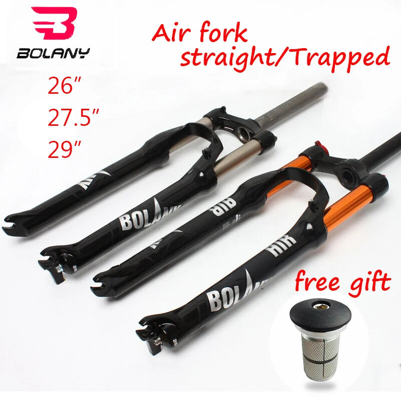BOLANY MTB 2" Велосипедная вилка 27,5"/2" Корона Подвеска вилка воздушный шок 9 мм велосипед прямой/конический 1-1/8"