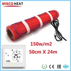 MINCO HEAT 50 см x 24 м 12 м2 теплый коврик водостойкий оболочка Двойной Проводник нагревательный кабель коврик под плитку цементный деревянный пол