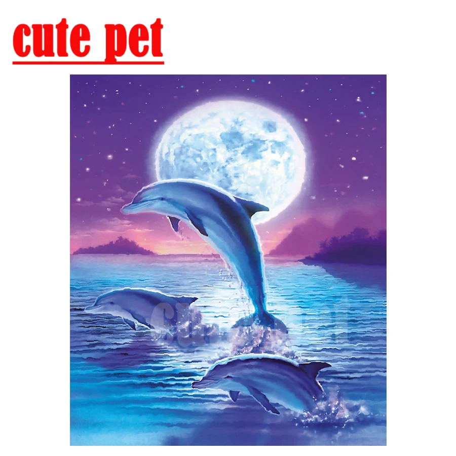 

new DIY dolphin Diamond Art animal Diamond Embroidery Cross Stitch Diamond Painting Kits Mosaic Rhinestones Art Handwork