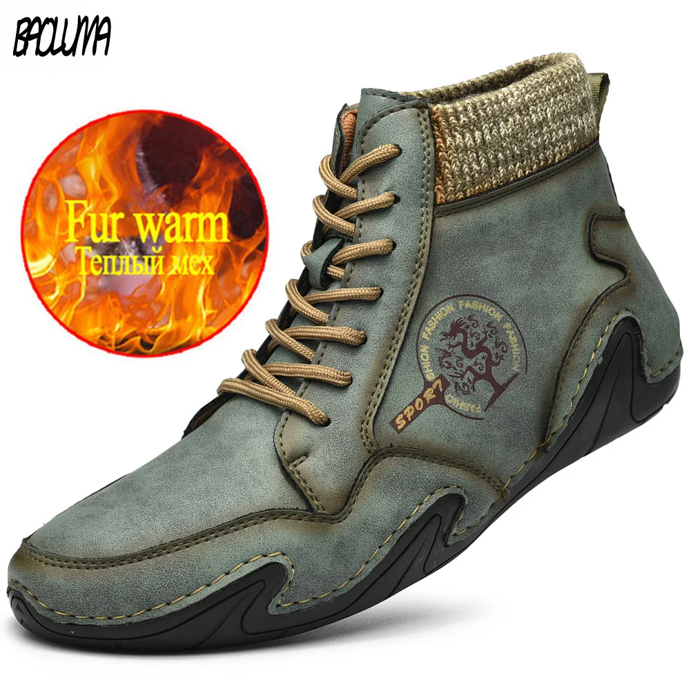 Новинка Зимние мужские ботинки Теплые зимние из толстого плюша Уличные