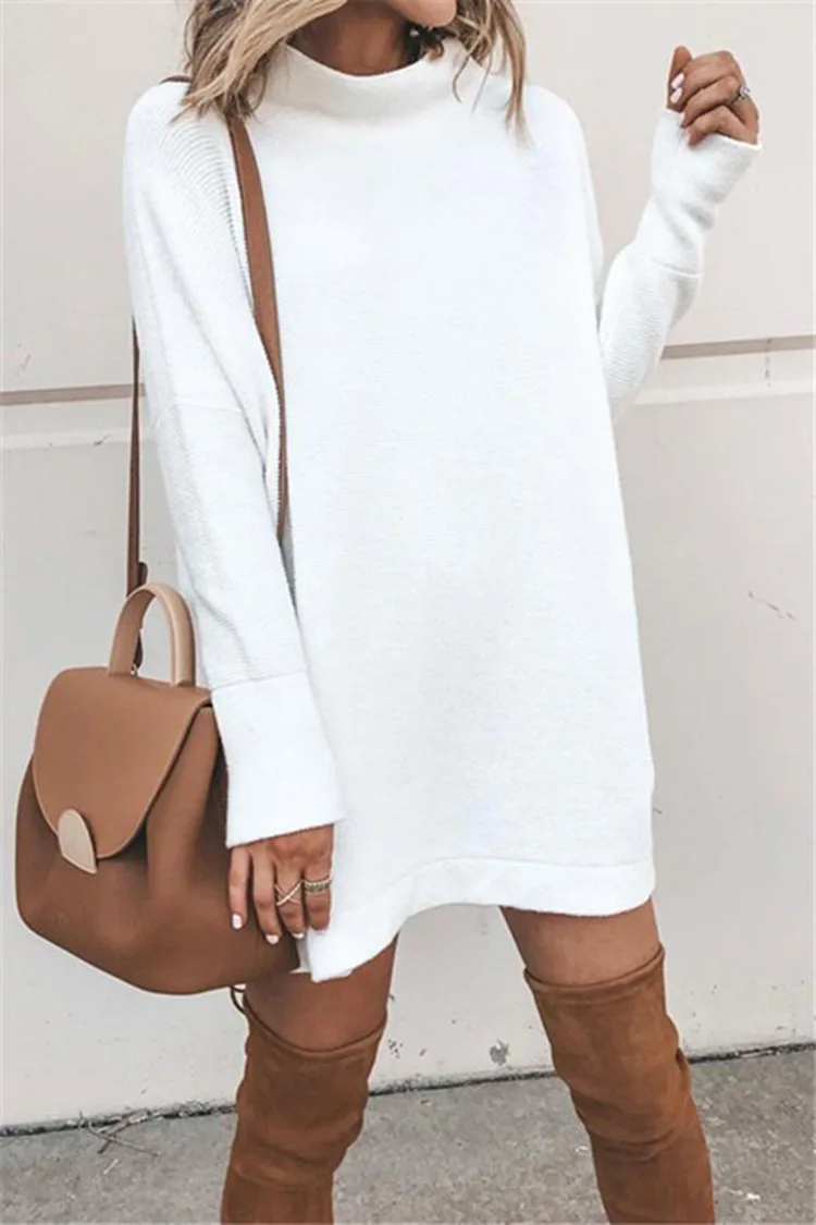 

New Semi Turtleneck Long Pullover Dress For Spring 2021