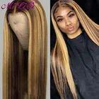 Парик из натуральных волос, медовый светлый парик на сетке для чернокожих женщин Mi Lisa 30 дюймов, прямой парик из натуральных волос 13x1 T, парик на сетке