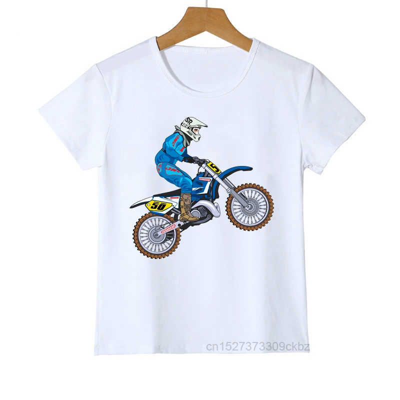 Купи T-shirt For Boys Cool Motorcycle Cartoon Print Boy Clothes Casual Kids Tshirt Summer Hiphop Teen T Shirt White Tops за 191 рублей в магазине AliExpress