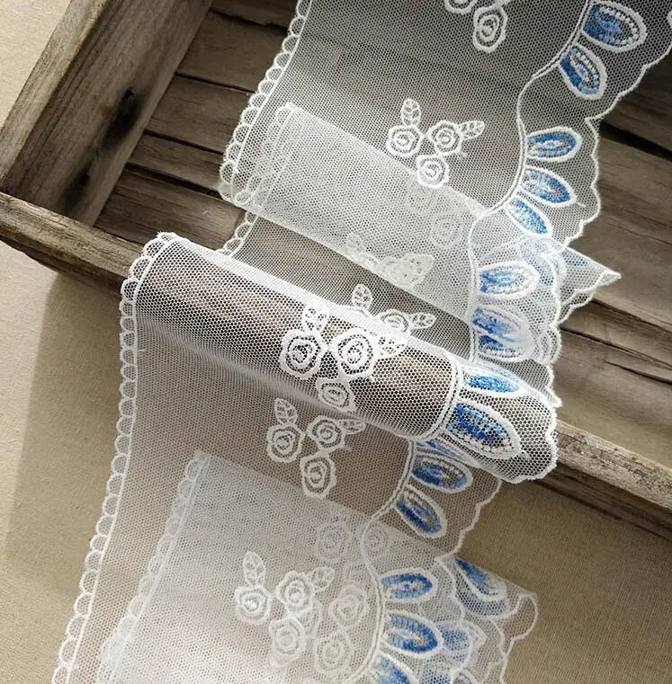 2 м/лот 12 см Ткань сделай сам кружево цвета слоновой кости синий сладкий кордат