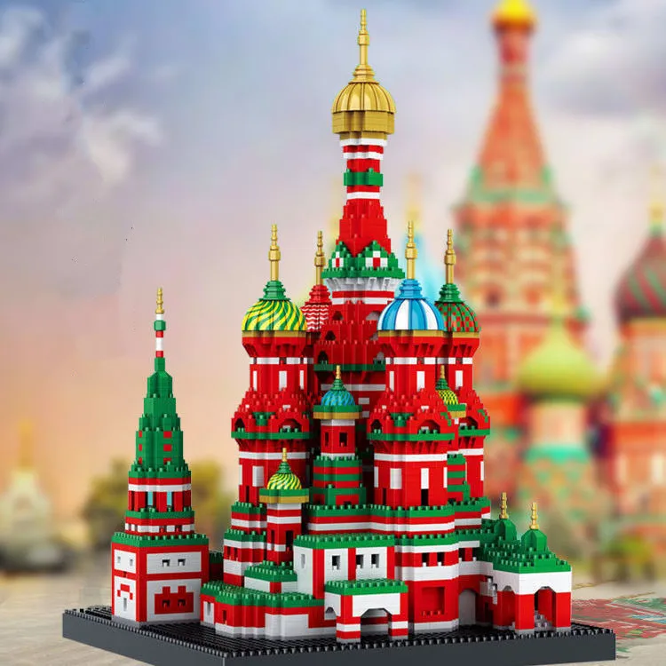 

Mini Diamond Building Blocks Architecture Bricks Toy Saint Basil's Cathedral Taj Mahal Children Compatible City Gifts