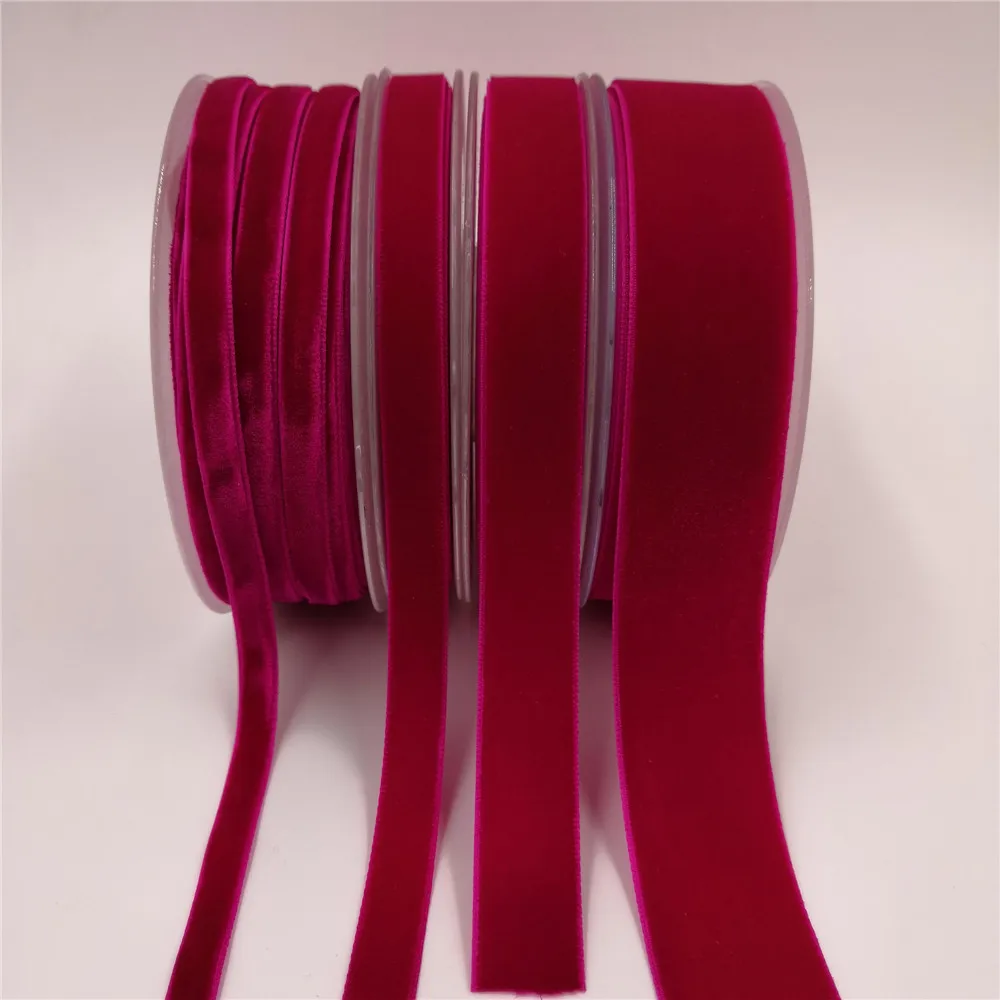 6/9/16mm Single Face Shocking Red Velvet Ribbon for Handmade Gift Bouquet Wrapping Supplies Home Party Decoration ChristmasTape