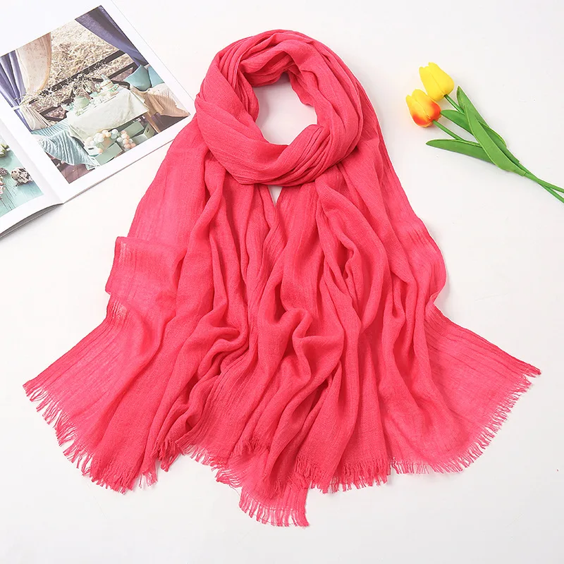 

Big Size Candy Color Fringe Cotton Viscose Scarf Lady Plain Soft Shawls and Wraps Pashmina Stole Female Kerchief Muslim Hijab