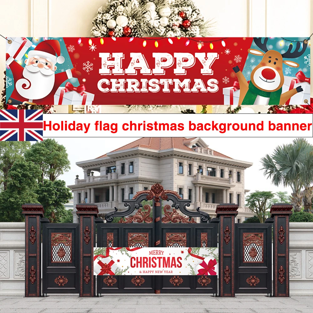 

Xmas Outdoor Prop Home Decor, 1.8M Merry Christmas Banner Santa Claus Decorations