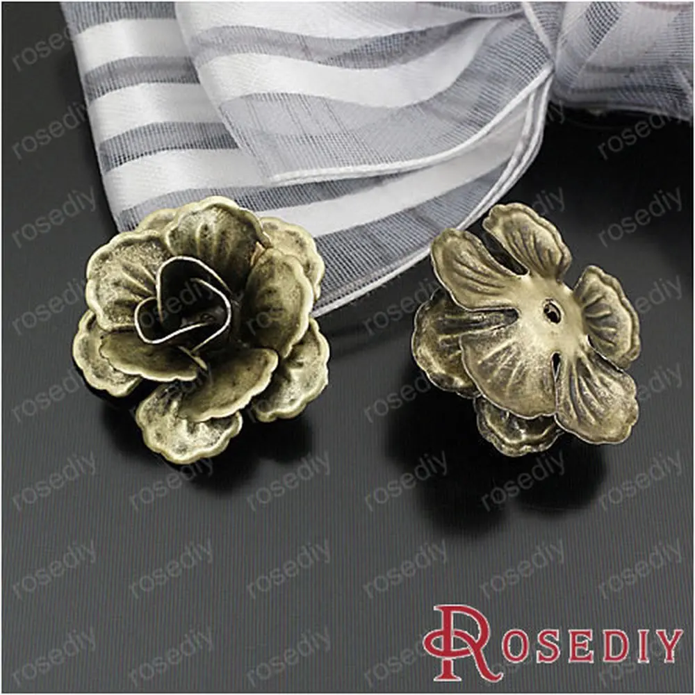 10 шт. колпачки для бусин в виде цветка камелии 21 х10 мм|bead caps|antique bronzecaps beads |