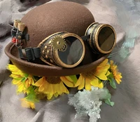 new fashion men women handmade steampunk top hat halloween cosplay gear goggles hat 57cm carnival party